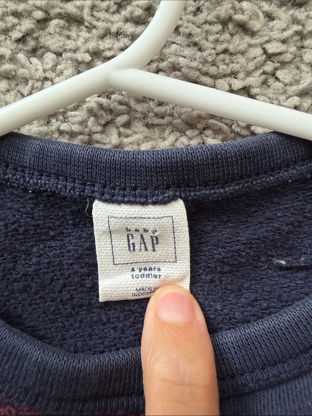 GAP Kids Navy Sweatshirt with Red Firetruck Print and Cream 'CHIEF' Patch